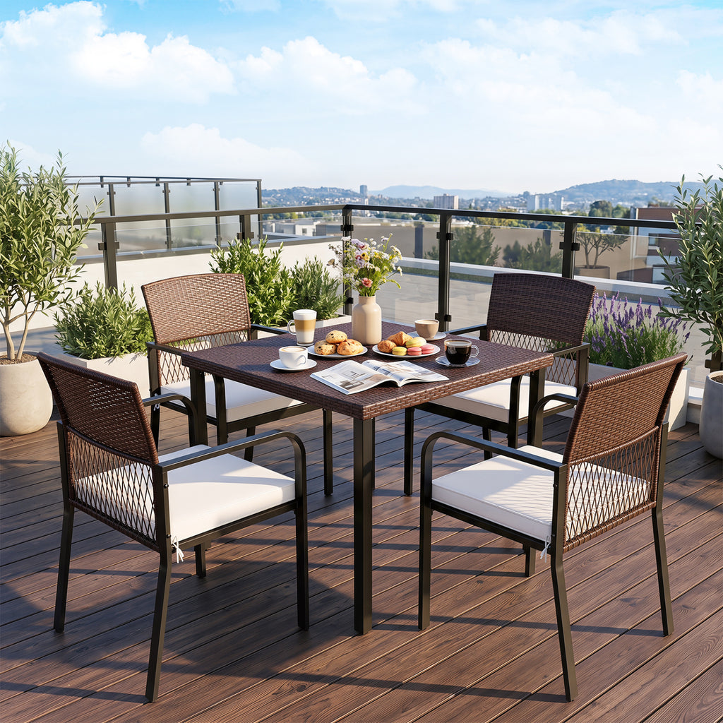 Outdoor Dining Chairs Set of 4 with Padded Cushion and Adjustable