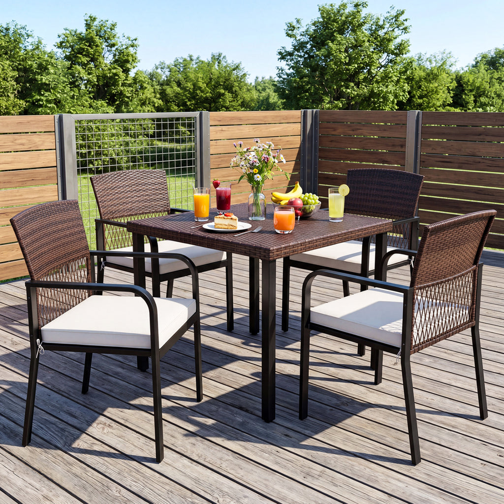Outdoor Dining Chairs Set of 4 with Padded Cushion and Adjustable