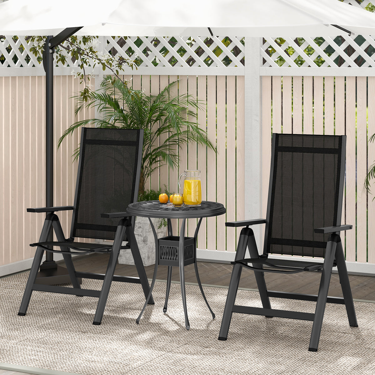 Outdoor Dining Chair with Soft Padded Seat and 7-Position Adjustable