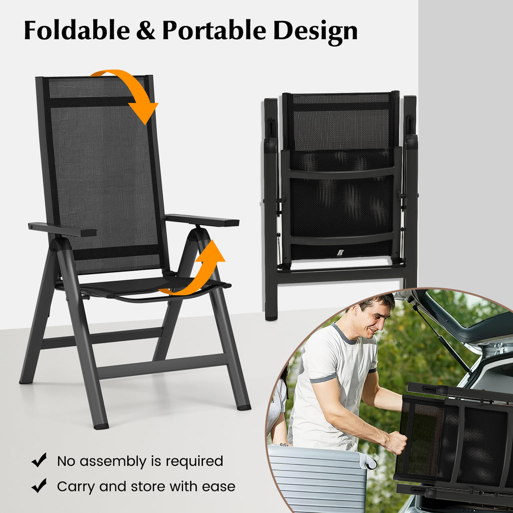 Outdoor Dining Chair with Soft Padded Seat and 7-Position Adjustable