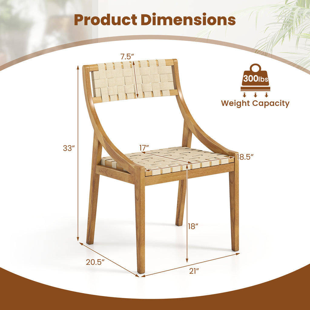 Outdoor Dining Chair with Webbing Seat and Backrest