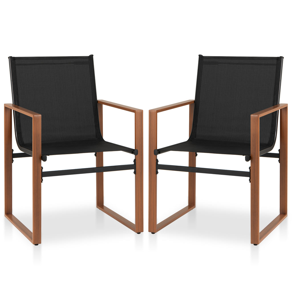 Outdoor Dining Chairs with Breathable Seat and Backrest Set of 2