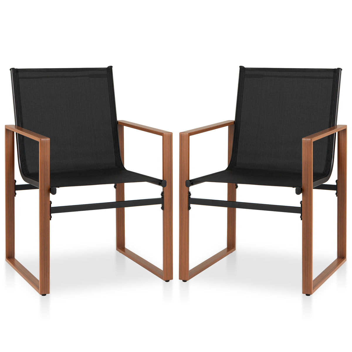 Outdoor Dining Chairs with Breathable Seat and Backrest Set of 2
