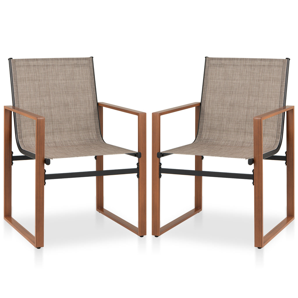 Outdoor Dining Chairs with Breathable Seat and Backrest Set of 2