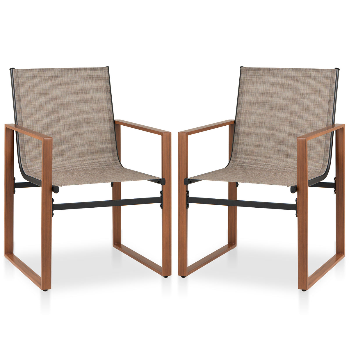 Outdoor Dining Chairs with Breathable Seat and Backrest Set of 2