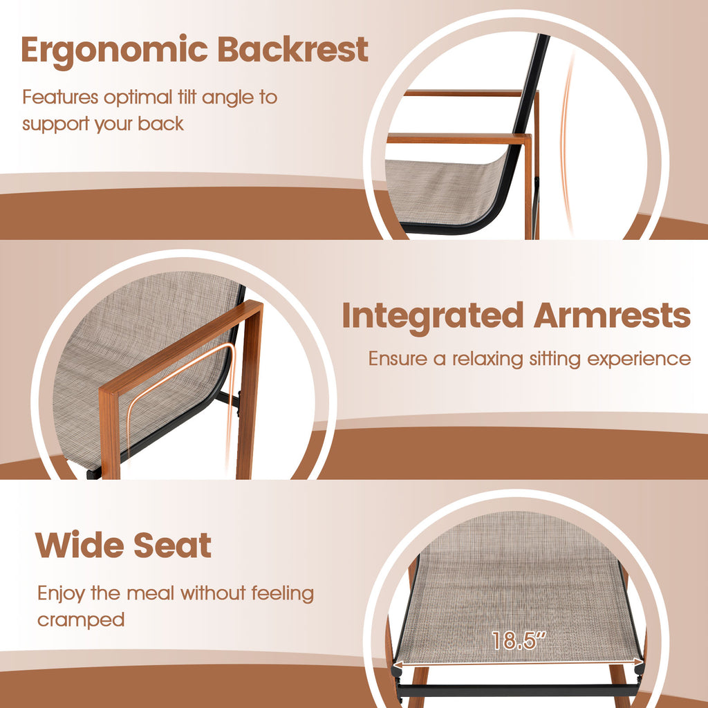 Outdoor Dining Chairs with Breathable Seat and Backrest Set of 2