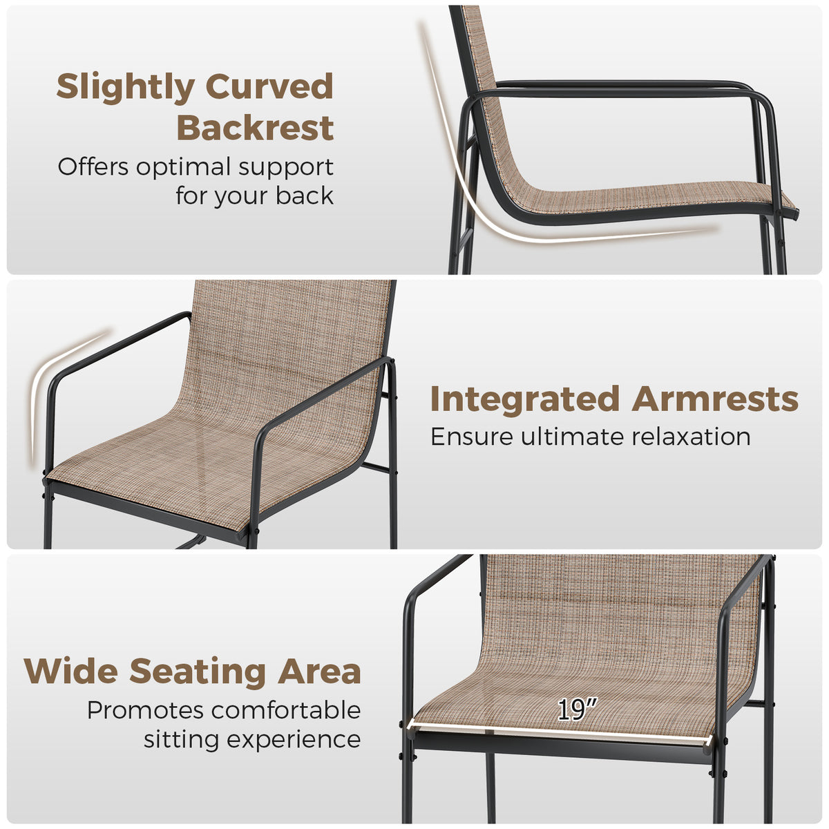 Outdoor Dining Chairs Set of 4 Patio Furniture Chair with Breathable