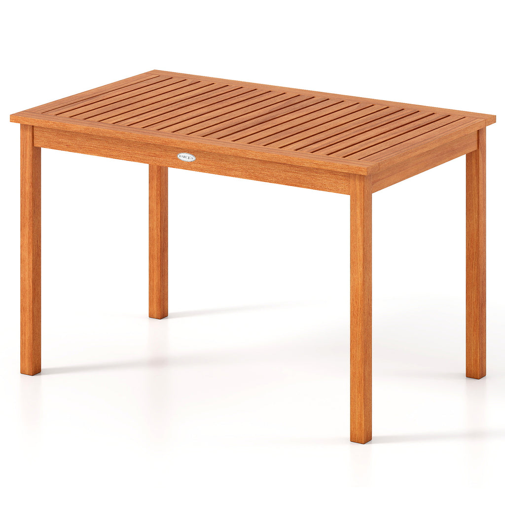 Outdoor Dining Table for 4-6 People 48 Inches Wood Rectangular Patio