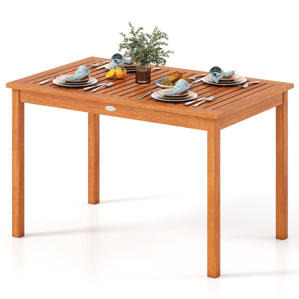 Outdoor Dining Table for 4-6 People 48 Inches Wood Rectangular Patio