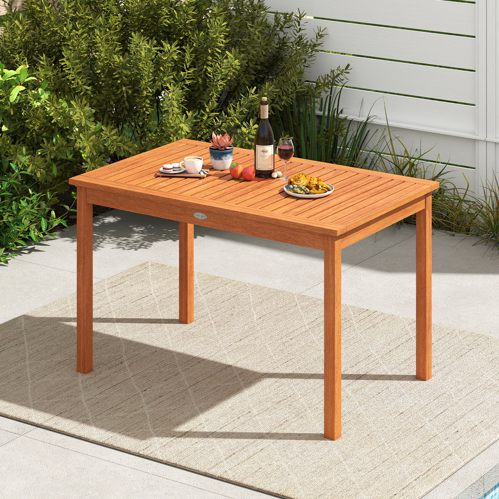 Outdoor Dining Table for 4-6 People 48 Inches Wood Rectangular Patio