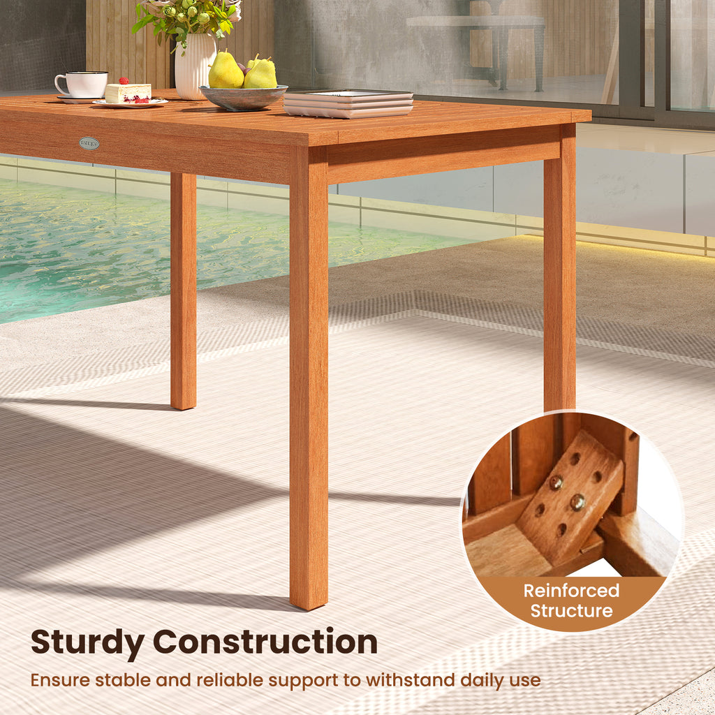 Outdoor Dining Table for 4-6 People 48 Inches Wood Rectangular Patio