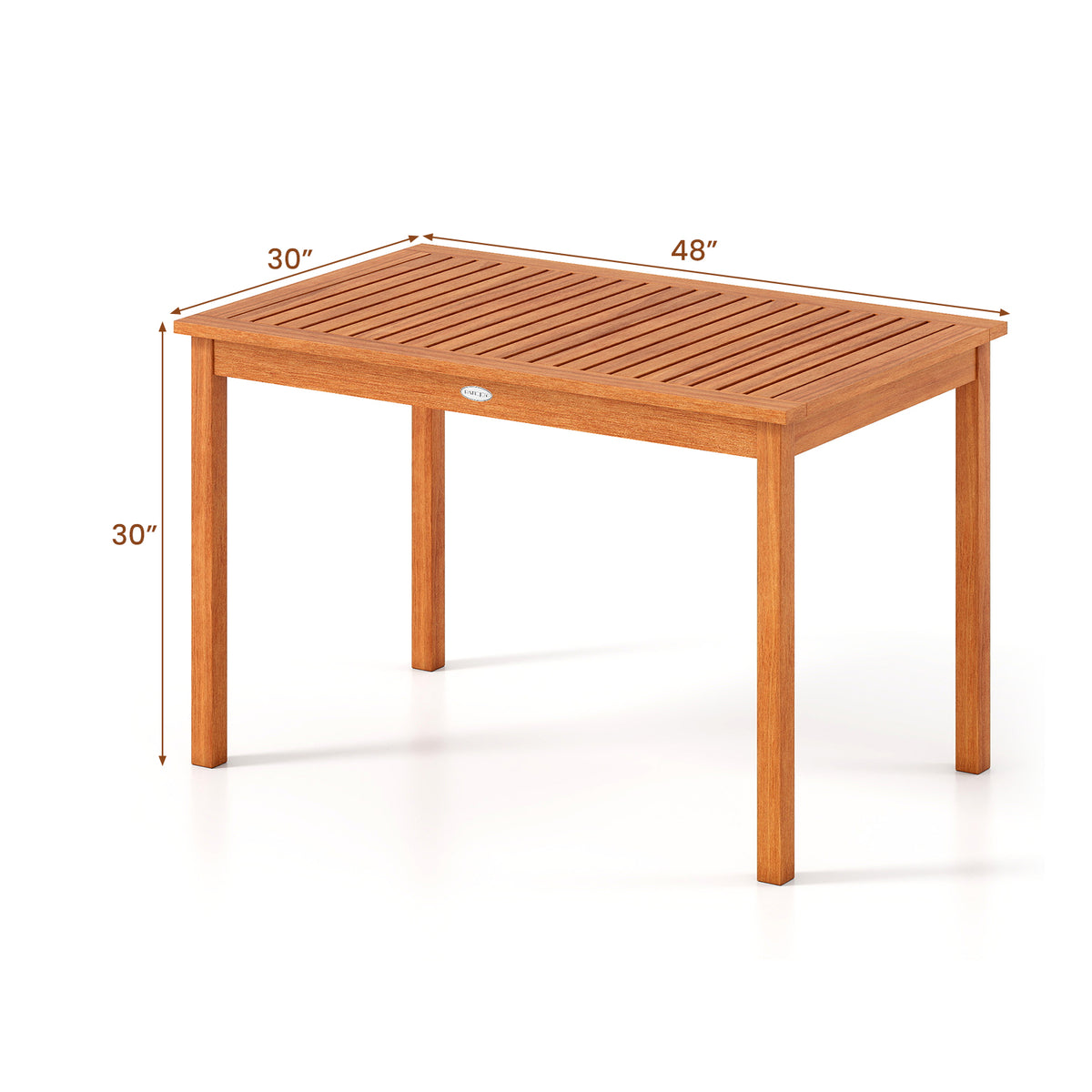 Outdoor Dining Table for 4-6 People 48 Inches Wood Rectangular Patio