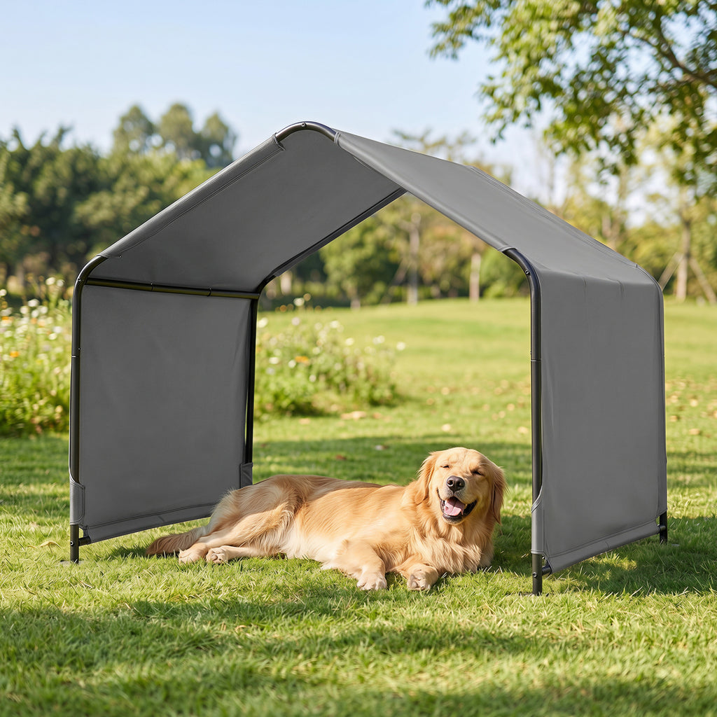 Dog Shade Shelter with Waterproof Roof - Gray, Large Medium Small Breeds