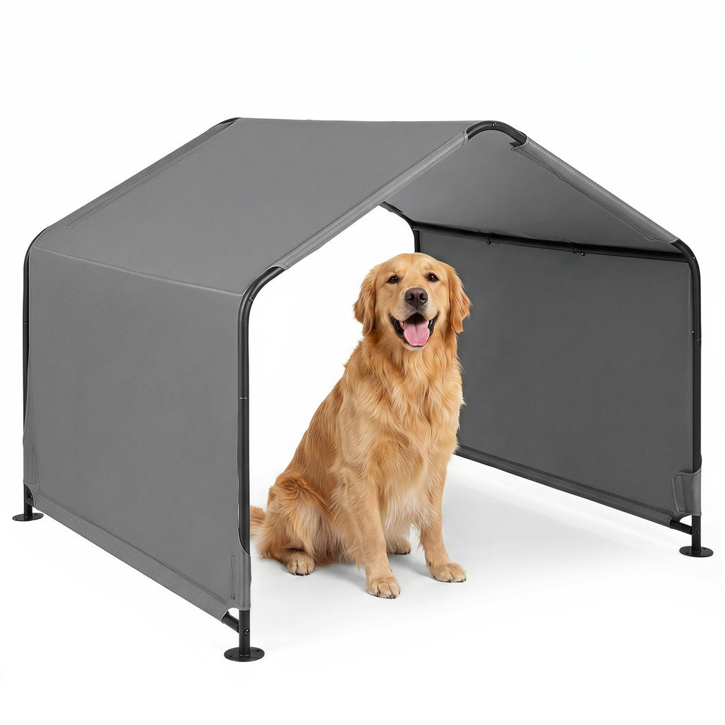 Dog Shade Shelter with Waterproof Roof - Gray, Large Medium Small Breeds