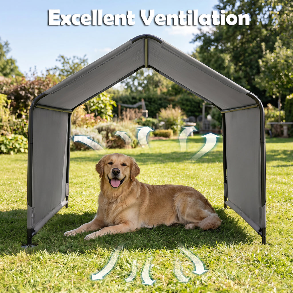 Dog Shade Shelter with Waterproof Roof - Gray, Large Medium Small Breeds