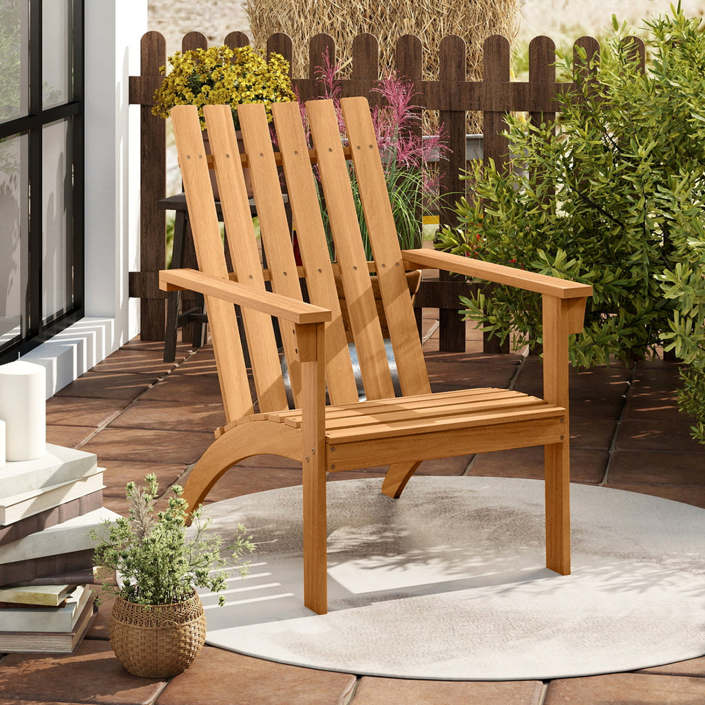 Acacia Wood Adirondack Chair 350 lbs - Style 3, Natural