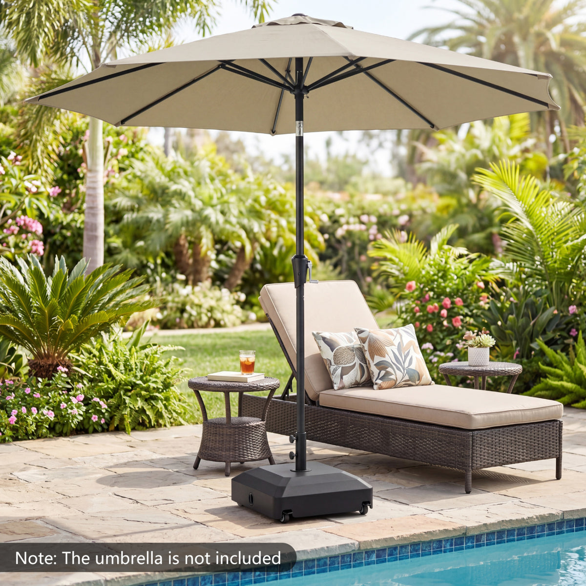 Outdoor Fillable Umbrella Base with Wheels Water Sand Weighted Stand