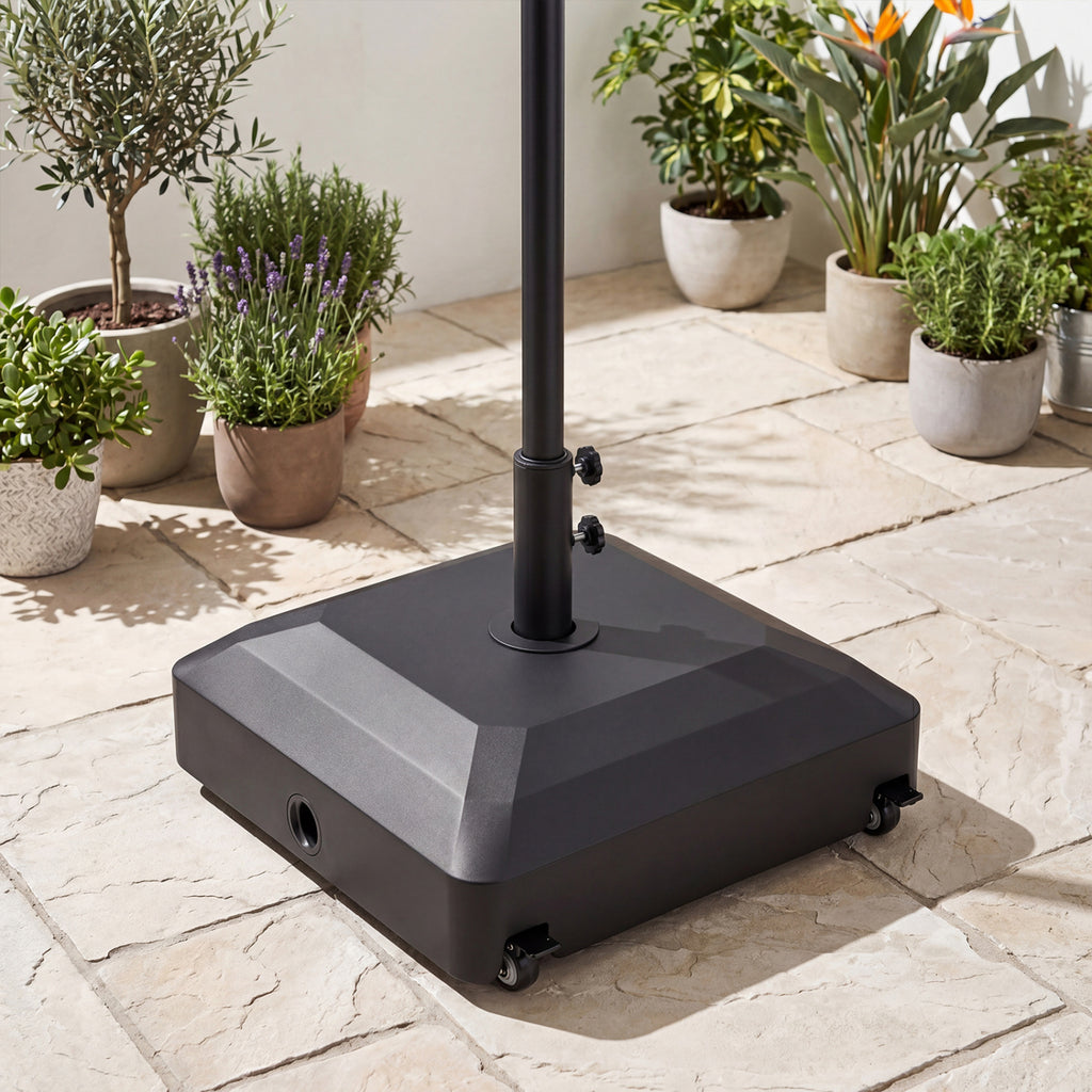 Outdoor Fillable Umbrella Base with Wheels Water Sand Weighted Stand