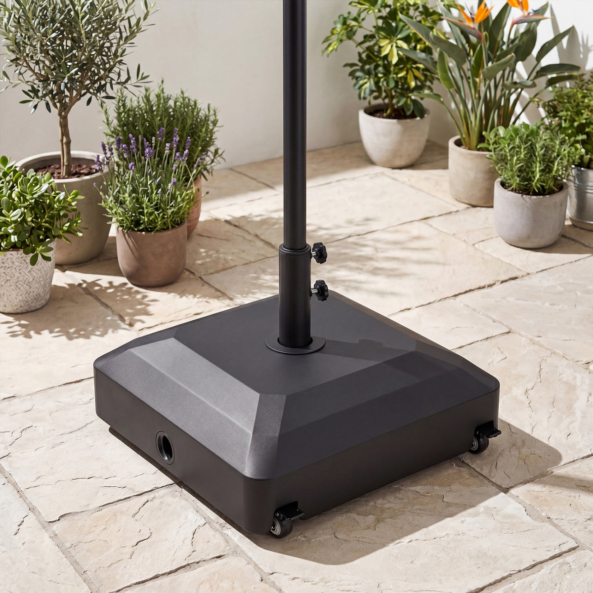 Outdoor Fillable Umbrella Base with Wheels Water Sand Weighted Stand