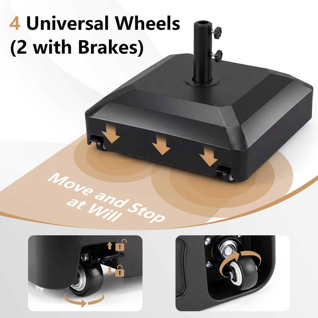 Outdoor Fillable Umbrella Base with Wheels Water Sand Weighted Stand