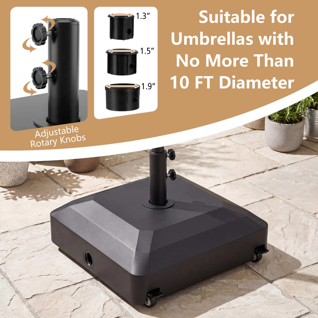 Outdoor Fillable Umbrella Base with Wheels Water Sand Weighted Stand