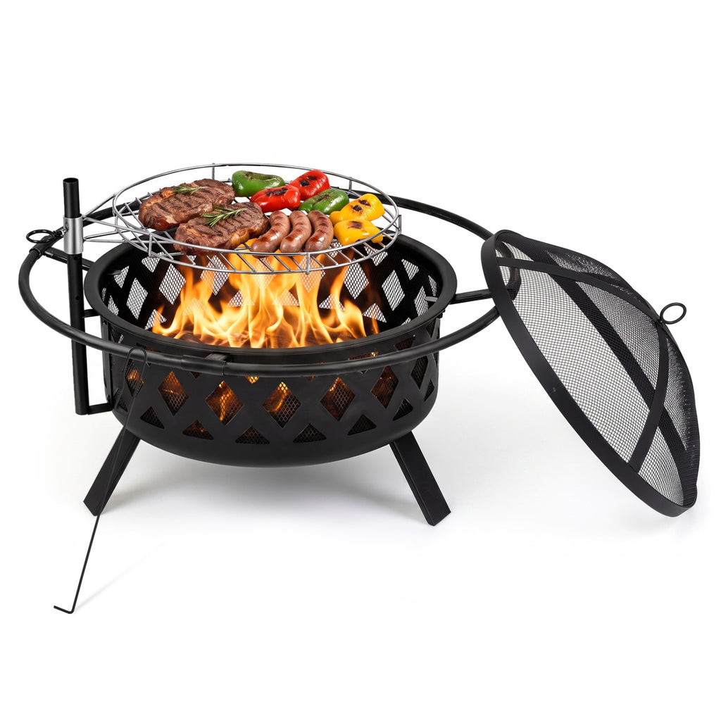 19 Inch Pentagon Collapsible Fire Pit with Storage Bag