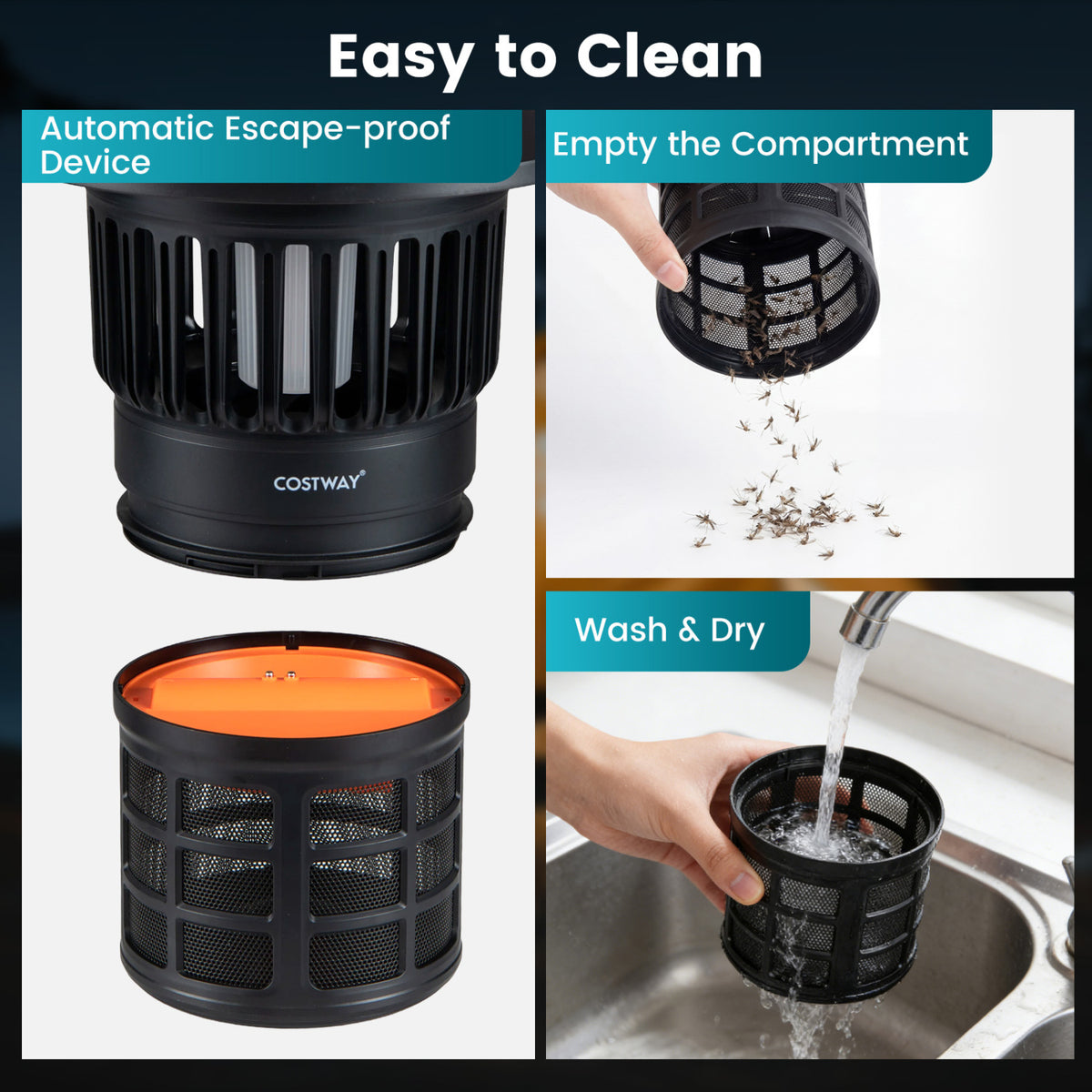 Outdoor Fly Trap with Light Rechargeable Electric Bug Catcher and