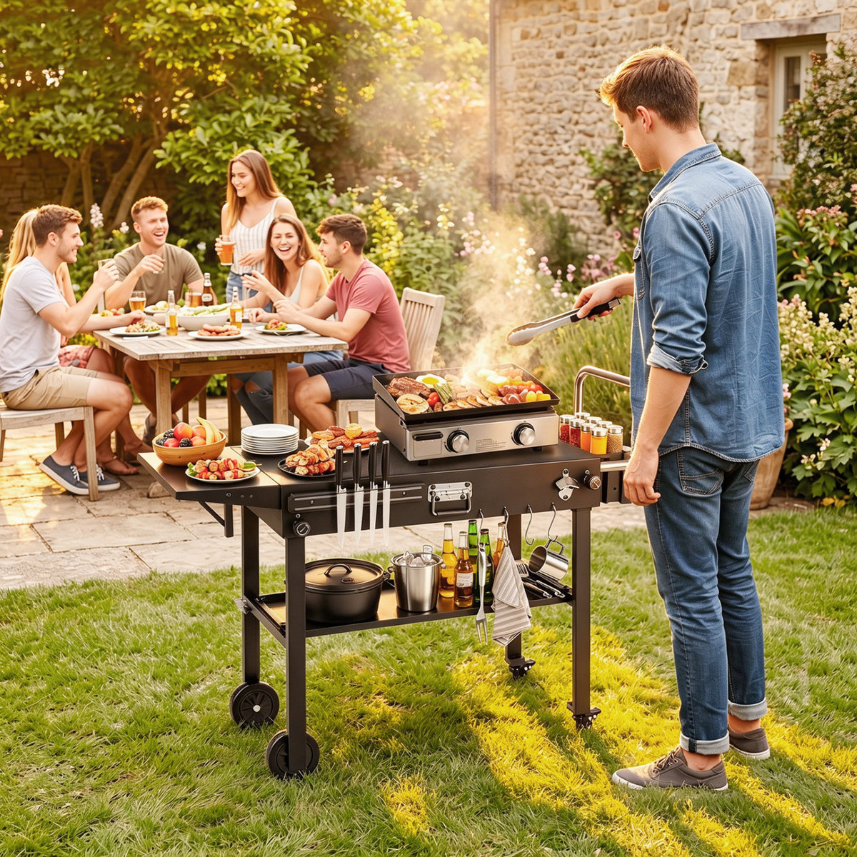 Outdoor Grill Cart, Foldable Grilling Table for Blackstone Griddle
