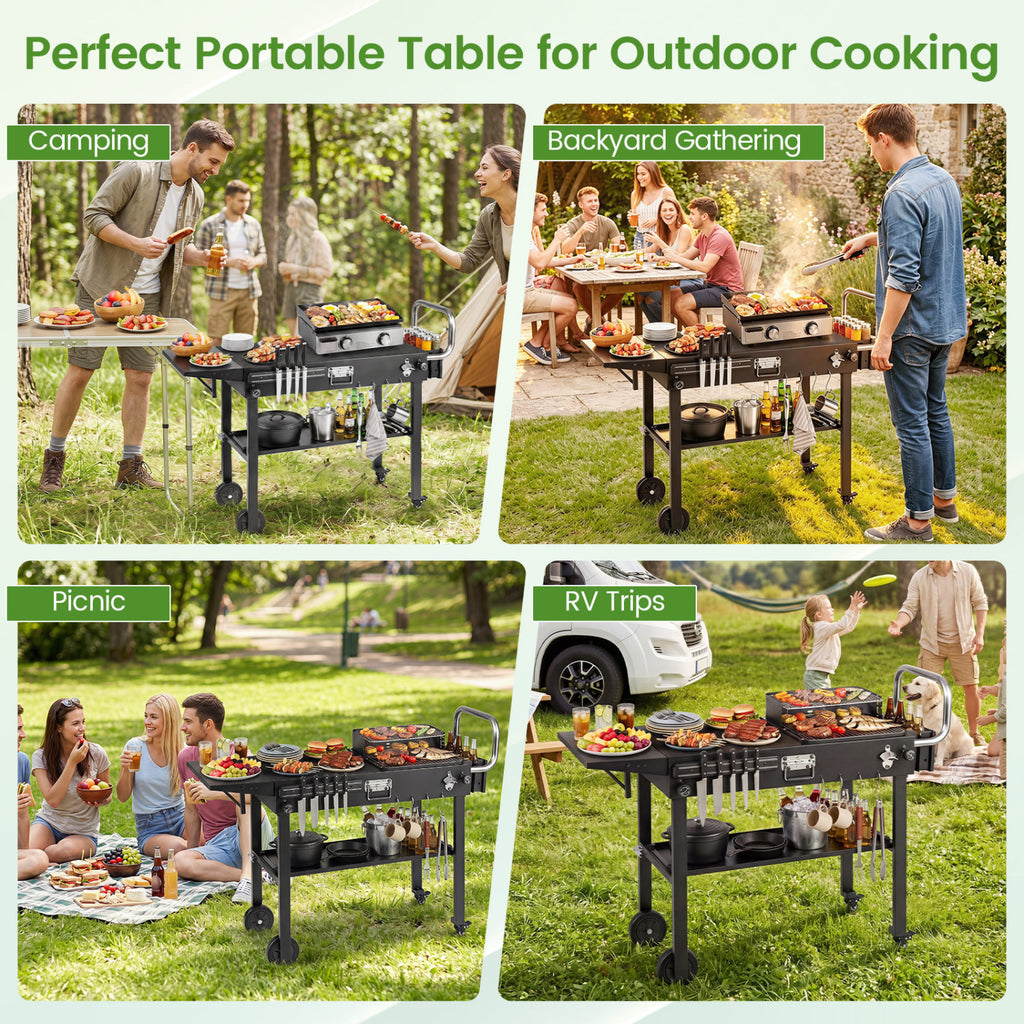 Outdoor Grill Cart, Foldable Grilling Table for Blackstone Griddle