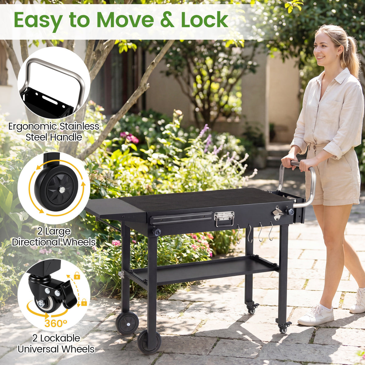 Outdoor Grill Cart, Foldable Grilling Table for Blackstone Griddle