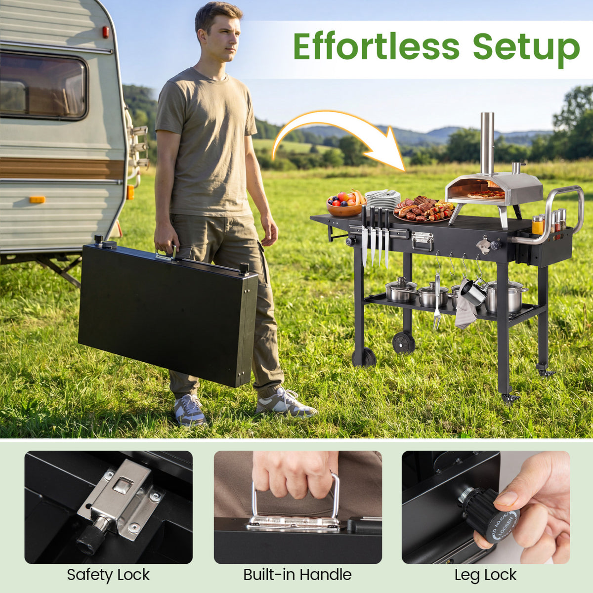 Outdoor Grill Cart, Foldable Grilling Table for Blackstone Griddle
