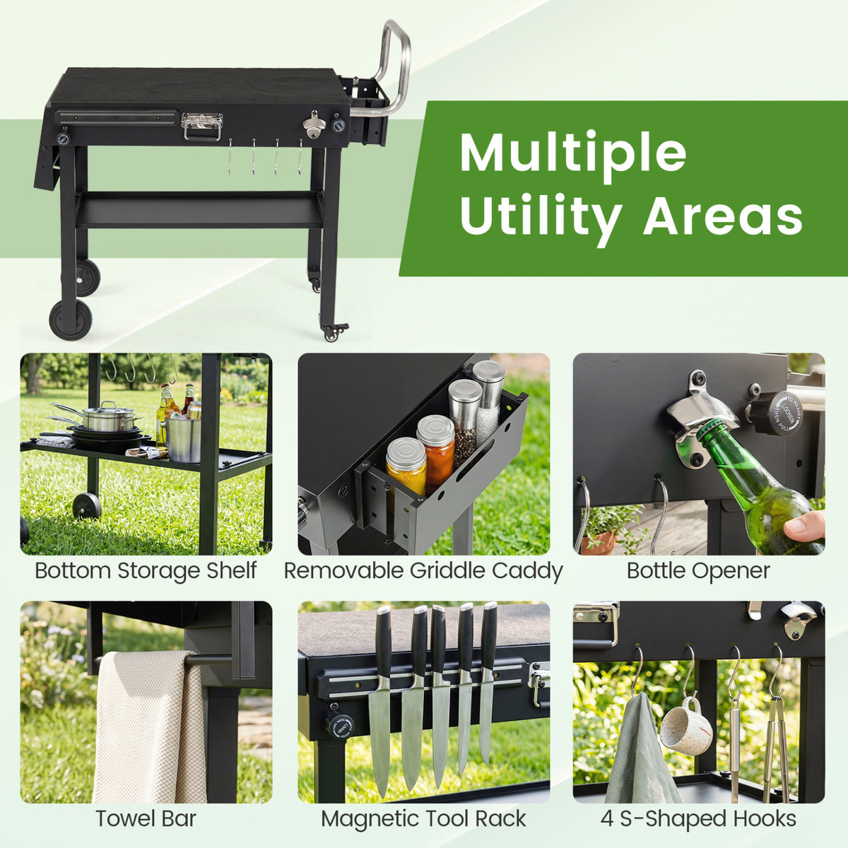 Outdoor Grill Cart, Foldable Grilling Table for Blackstone Griddle