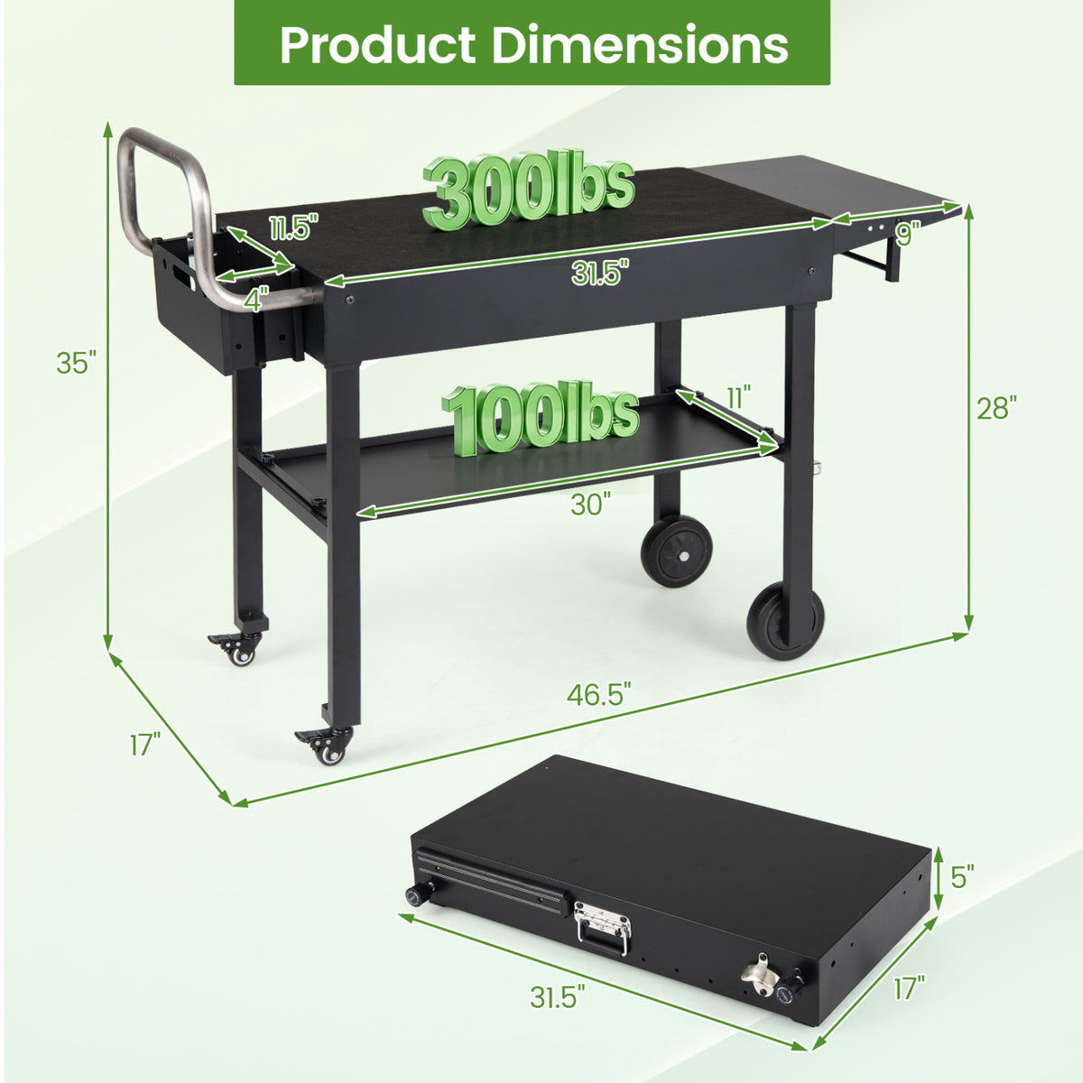 Outdoor Grill Cart, Foldable Grilling Table for Blackstone Griddle