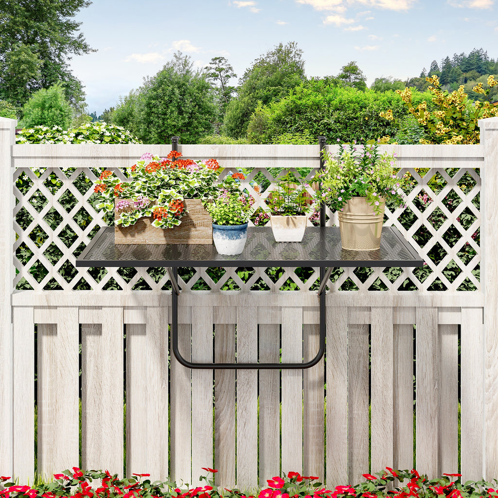 Outdoor Folding Hanging Table with Metal Frame - Black