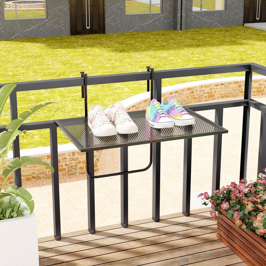 Outdoor Folding Hanging Table with Metal Frame - Black