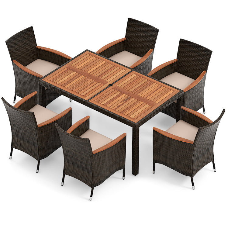 Outdoor Furniture Set with Umbrella, Swing & Bistro Table