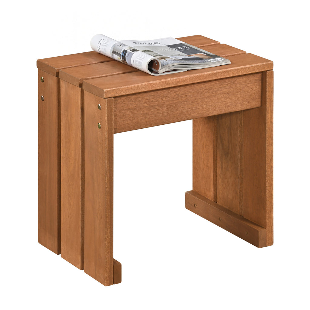 Outdoor Garden Bench Backless Wooden Patio Seating - 18 Inch