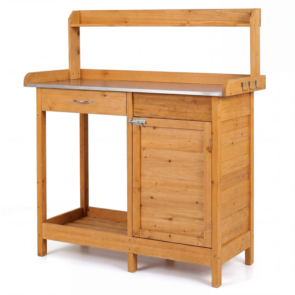 Wooden Potting Bench with Drawer & Lower Shelf