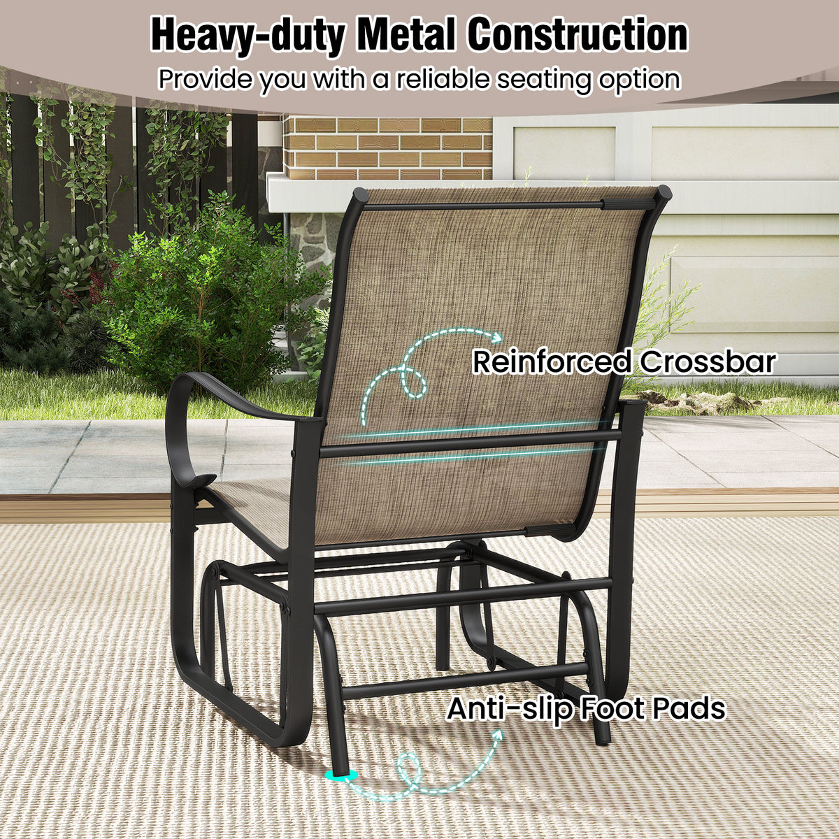 Outdoor Glider Chairs Set of 2 – Black & Brown