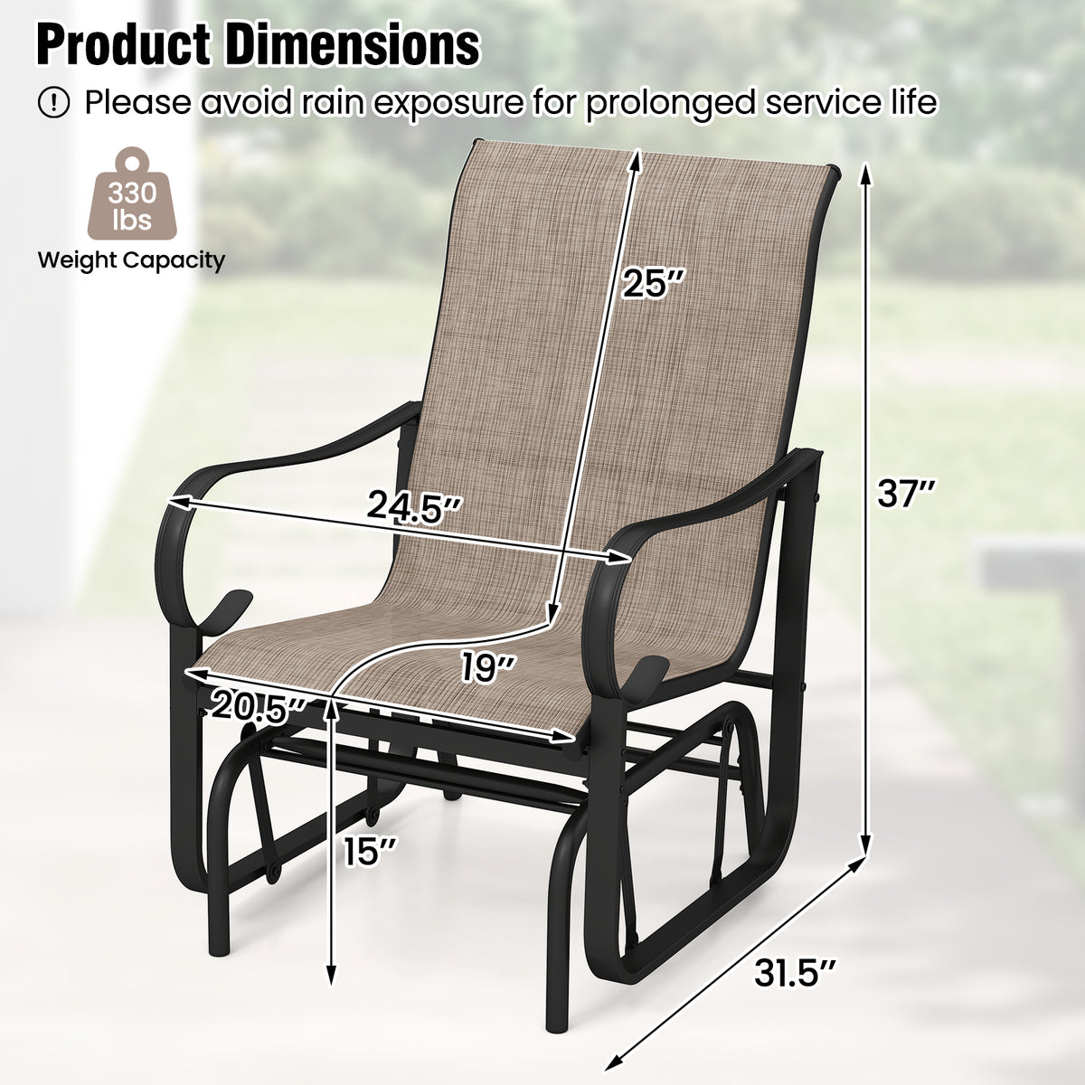Outdoor Glider Chairs Set of 2 – Black & Brown