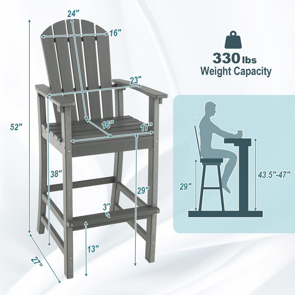 30 Inches Counter Height Outdoor HDPE Bar Stool with Armrests and