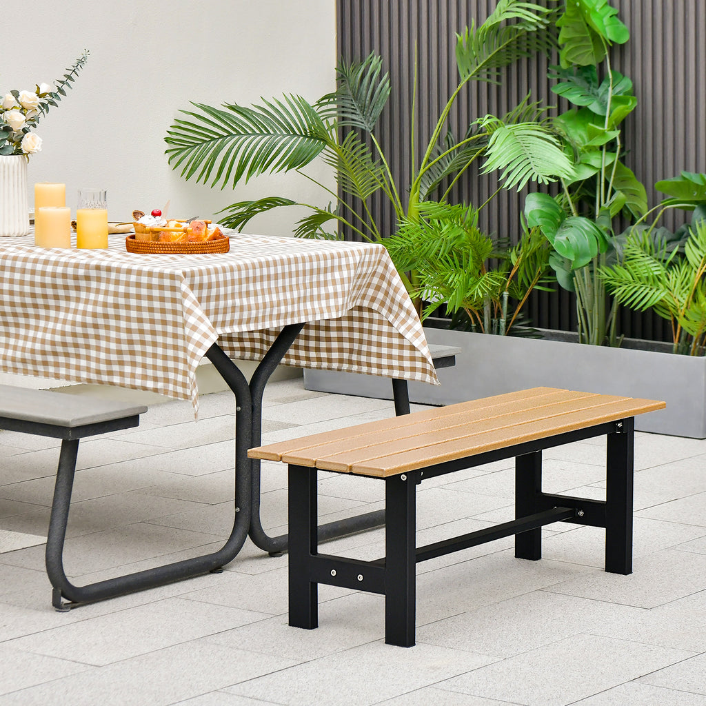 47 Inch Outdoor Chair with Slatted Seat - Brown