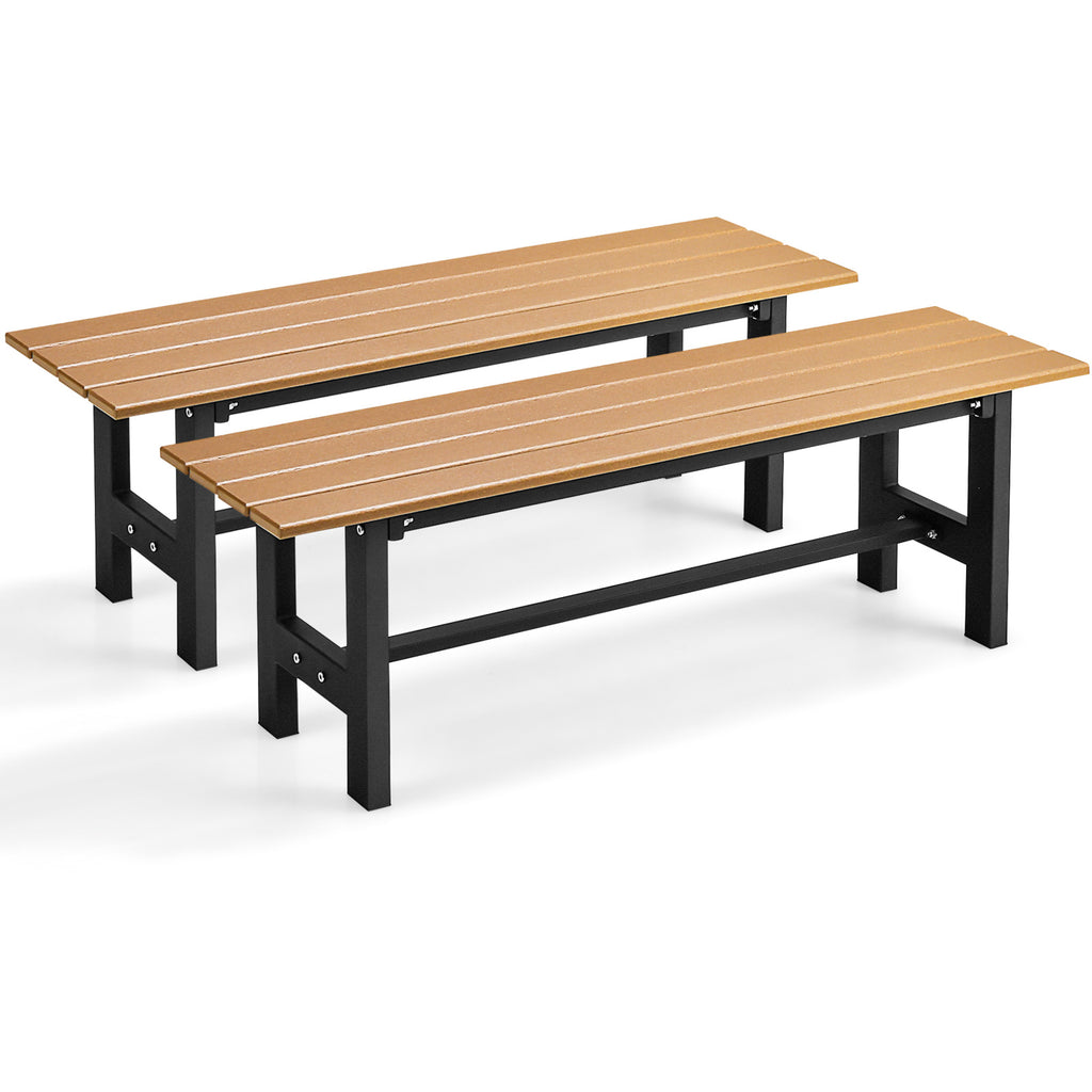 47 Inch Outdoor Chair with Slatted Seat - Brown