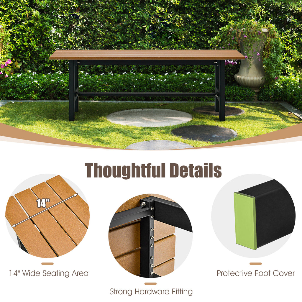 47 Inch Outdoor Chair with Slatted Seat - Brown