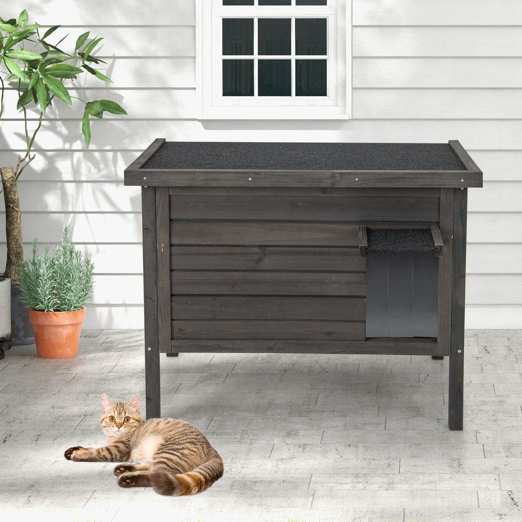 Outdoor Insulated Cat House with Foam Insulation - Gray Variation