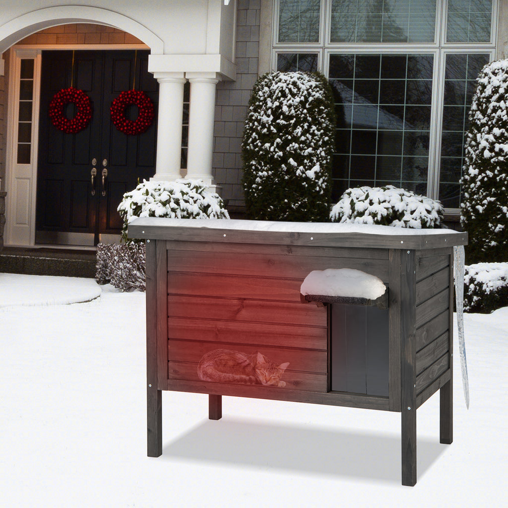 Outdoor Insulated Cat House with Foam Insulation - Gray Variation
