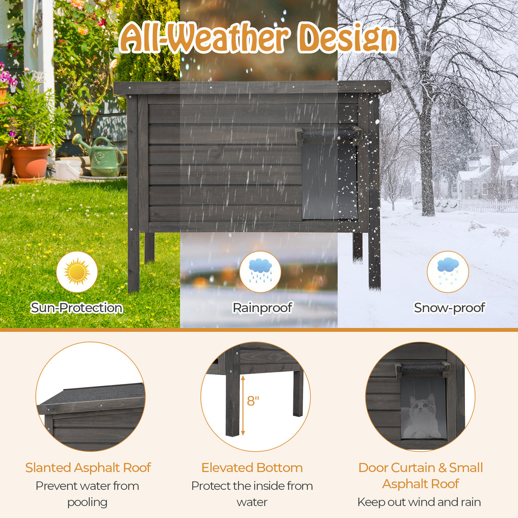 Outdoor Insulated Cat House with Foam Insulation - Gray Variation