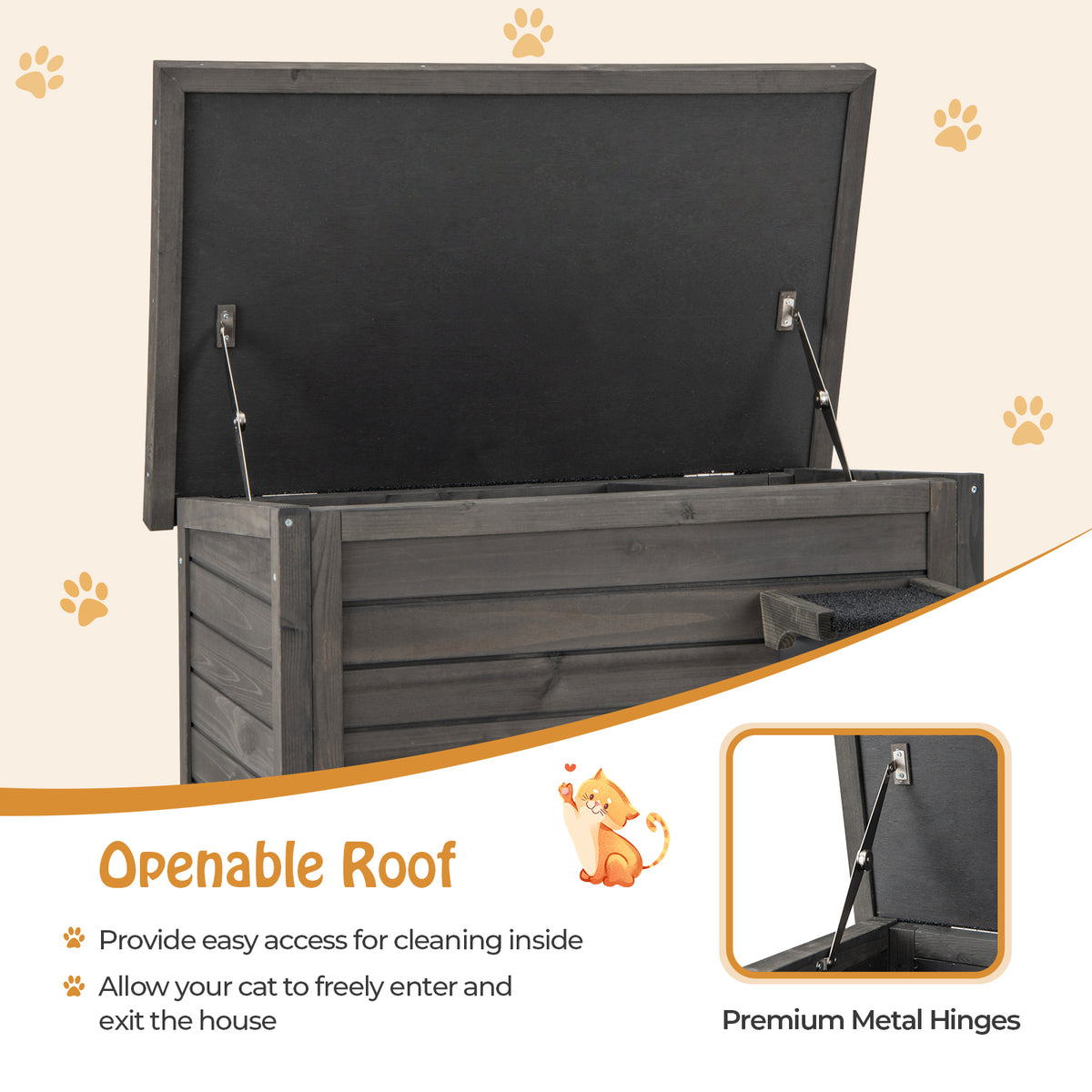 Outdoor Insulated Cat House with Foam Insulation - Gray Variation