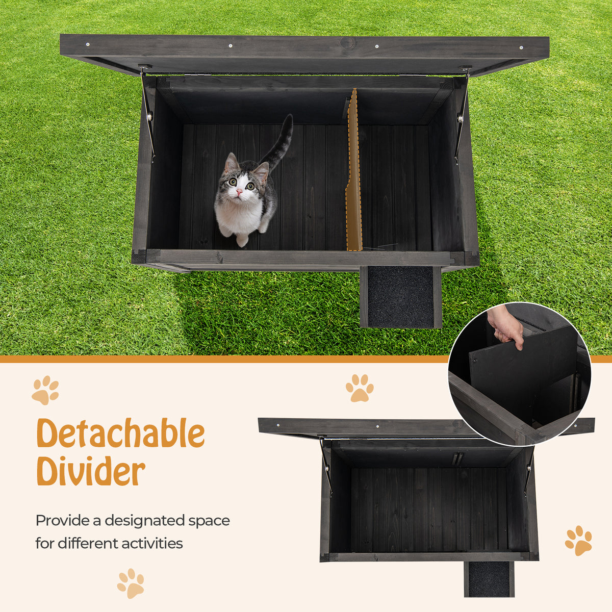 Outdoor Insulated Cat House with Foam Insulation - Gray Variation