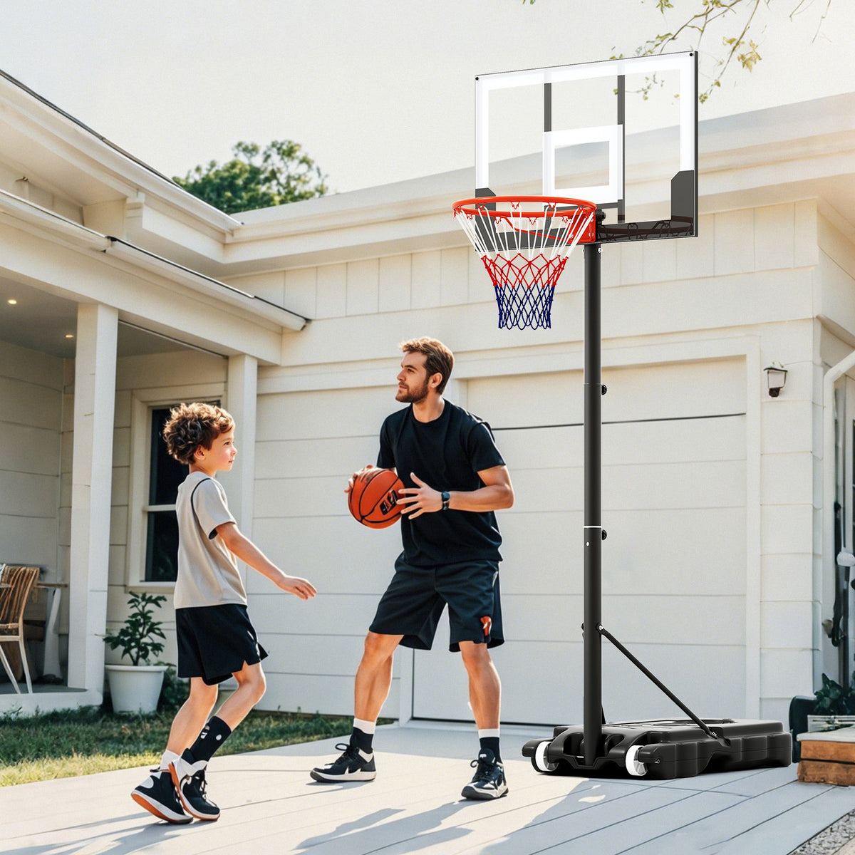 Portable Adjustable Kids Basketball Hoop System - Black & White, 3.3-7 ft